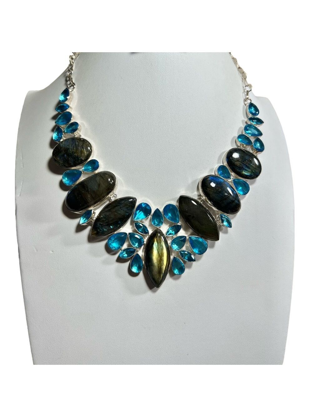 Labradorite 925 Large Gemstone Necklace